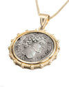 14k Gold Genuine Ancient Roman Coin Necklace (Marcus Aurelius; 161-180 A.D.)