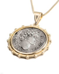 14k Gold Genuine Ancient Roman Coin Necklace (Marcus Aurelius; 161-180 A.D.)