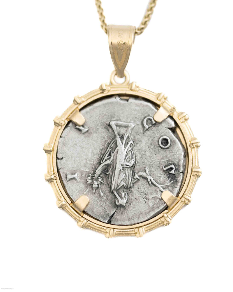 14k Gold Genuine Ancient Roman Coin Necklace (Marcus Aurelius; 161-180 A.D.)