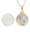 14k Gold Genuine Ancient Roman Coin Necklace (Marcus Aurelius; 161-180 A.D.)