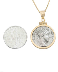 14k Gold Genuine Ancient Roman Coin Necklace (Marcus Aurelius; 161-180 A.D.)