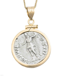 14k Gold Genuine Ancient Roman Coin Necklace (Marcus Aurelius; 161-180 A.D.)