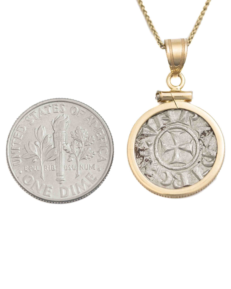 14k Gold Genuine Ancient Coin of the Crusades Necklace (Jerusalem; 1160-1179 A.D.)