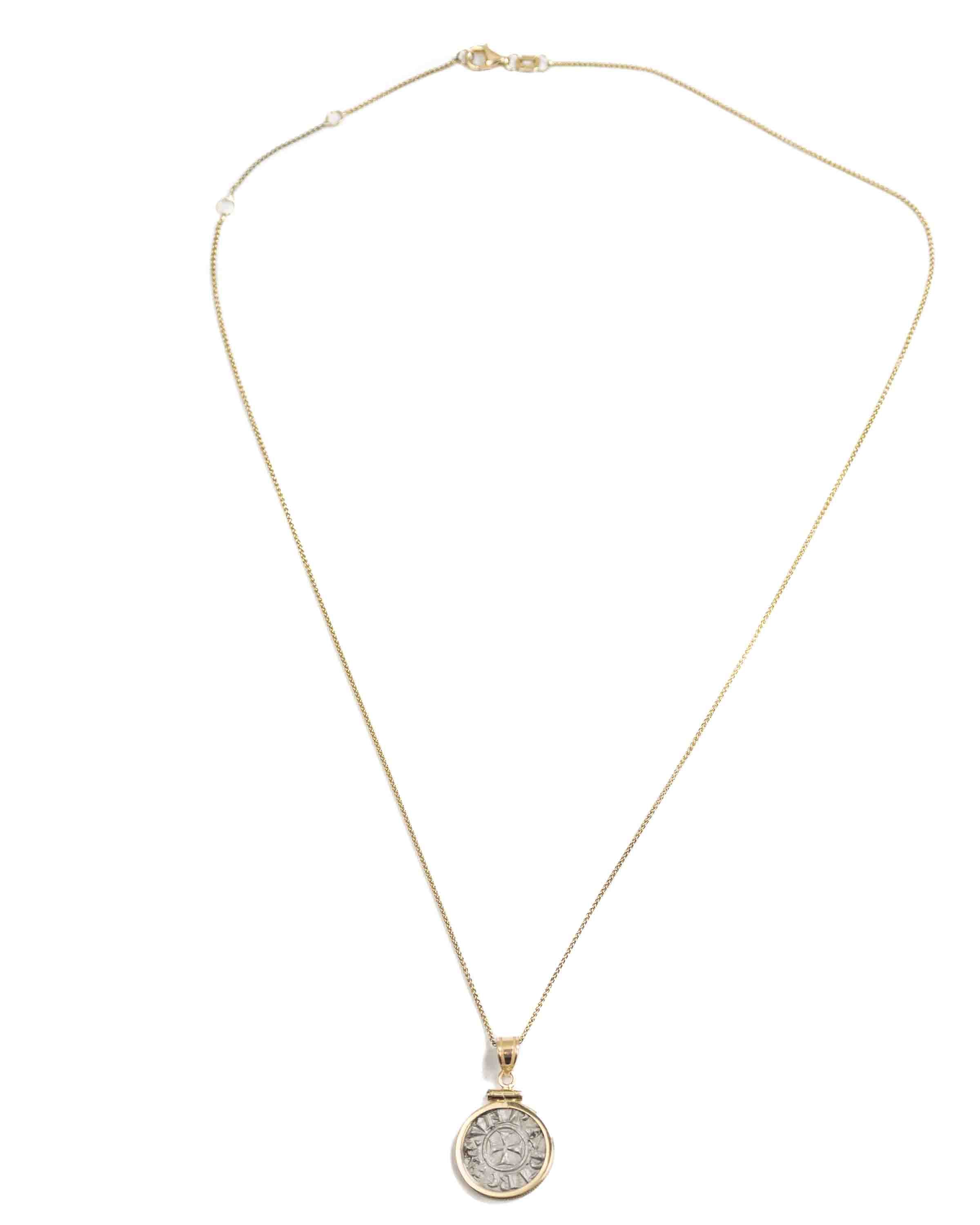 14k Gold Genuine Ancient Coin of the Crusades Necklace (Jerusalem; 1160-1179 A.D.)