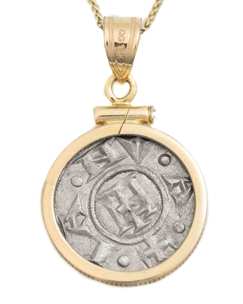 14k Gold Genuine Ancient Coin of the Crusades Necklace (Jerusalem; 1160-1179 A.D.)