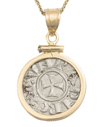 14k Gold Genuine Ancient Coin of the Crusades Necklace (Jerusalem; 1160-1179 A.D.)