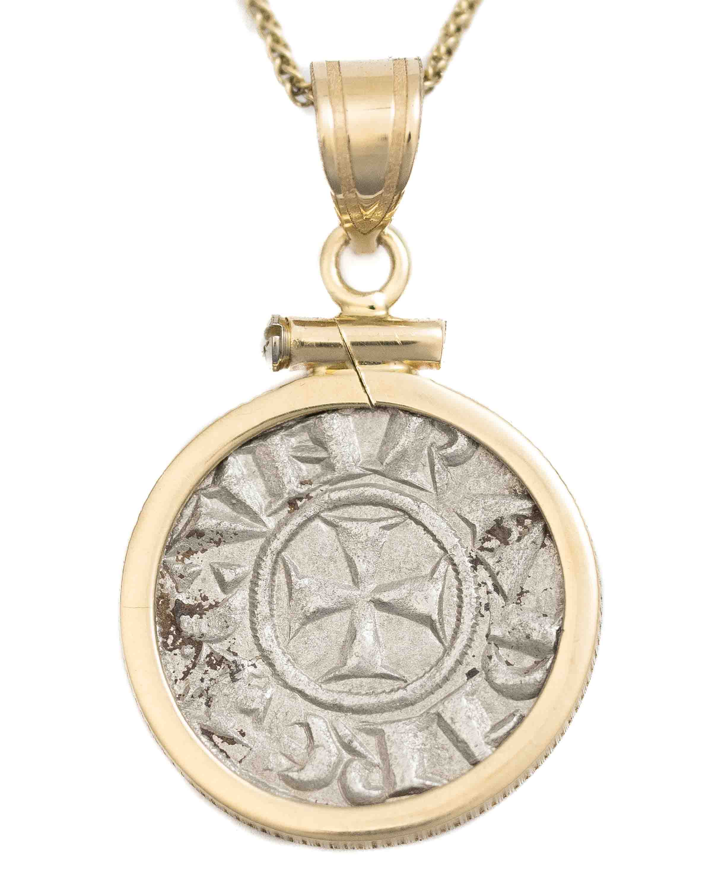 14k Gold Genuine Ancient Coin of the Crusades Necklace (Jerusalem; 1160-1179 A.D.)