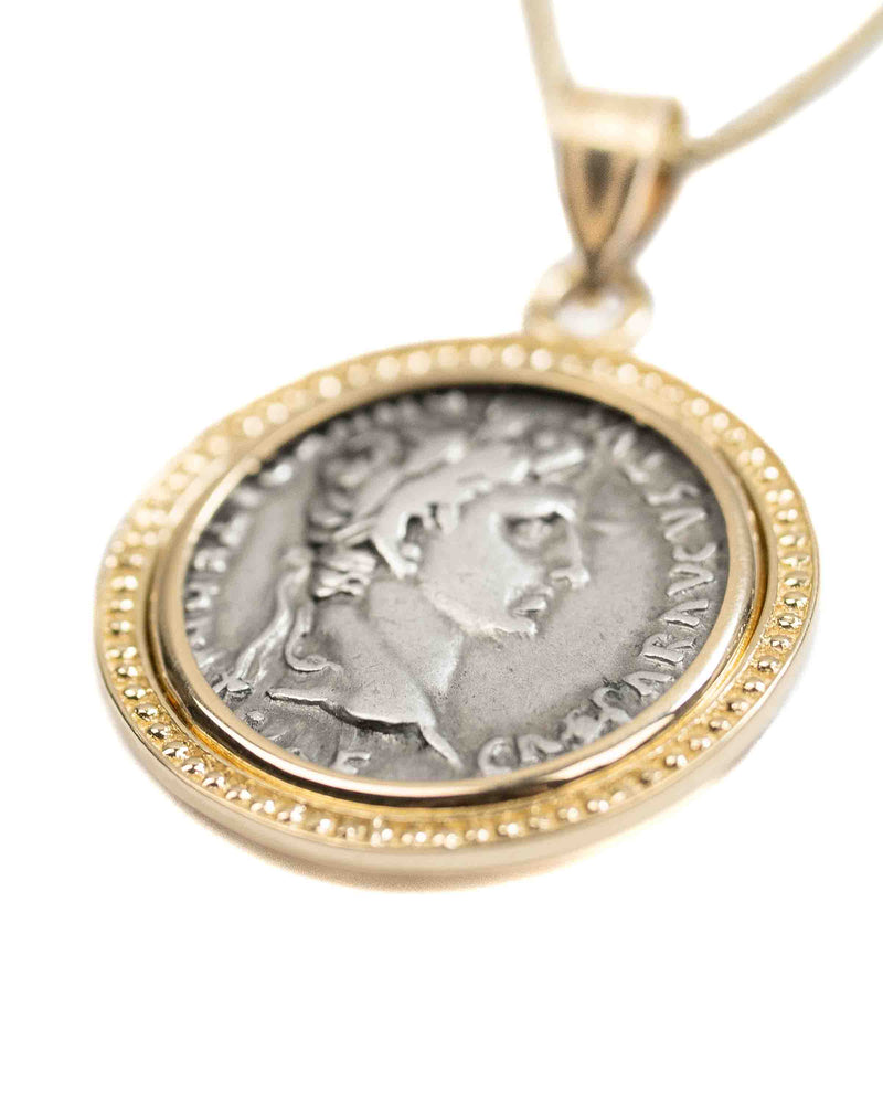 14k Gold Genuine Ancient Roman Coin Necklace (Augustus; 27 B.C.-14 A.D.)