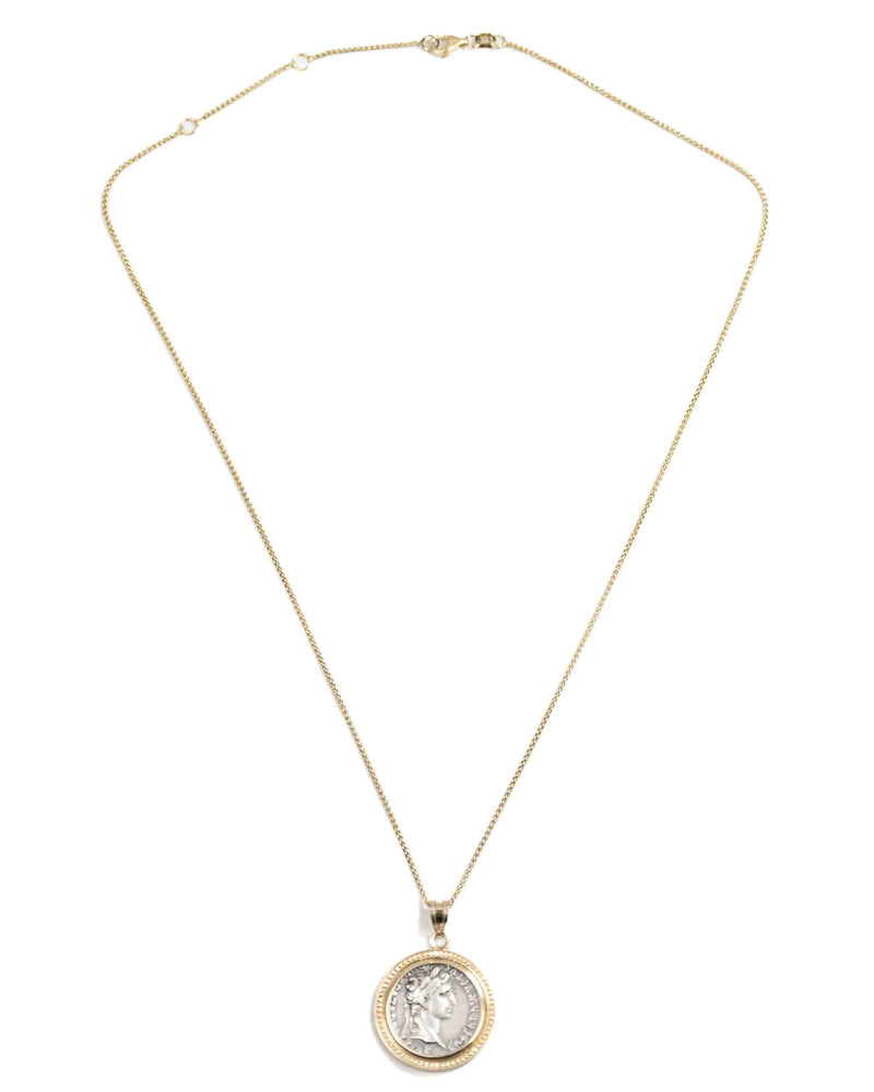 14k Gold Genuine Ancient Roman Coin Necklace (Augustus; 27 B.C.-14 A.D.)