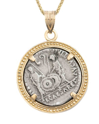 14k Gold Genuine Ancient Roman Coin Necklace (Augustus; 27 B.C.-14 A.D.)