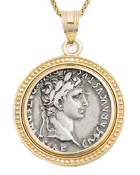 14k Gold Genuine Ancient Roman Coin Necklace (Augustus; 27 B.C.-14 A.D.)