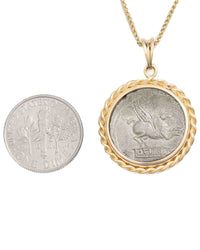14k Gold Genuine Ancient Roman Coin Necklace (Bacchus/Pegasus; 90 B.C.)