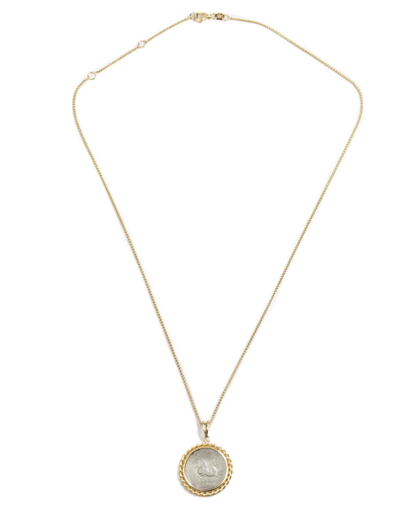 14k Gold Genuine Ancient Roman Coin Necklace (Bacchus/Pegasus; 90 B.C.)