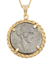 14k Gold Genuine Ancient Roman Coin Necklace (Bacchus/Pegasus; 90 B.C.)