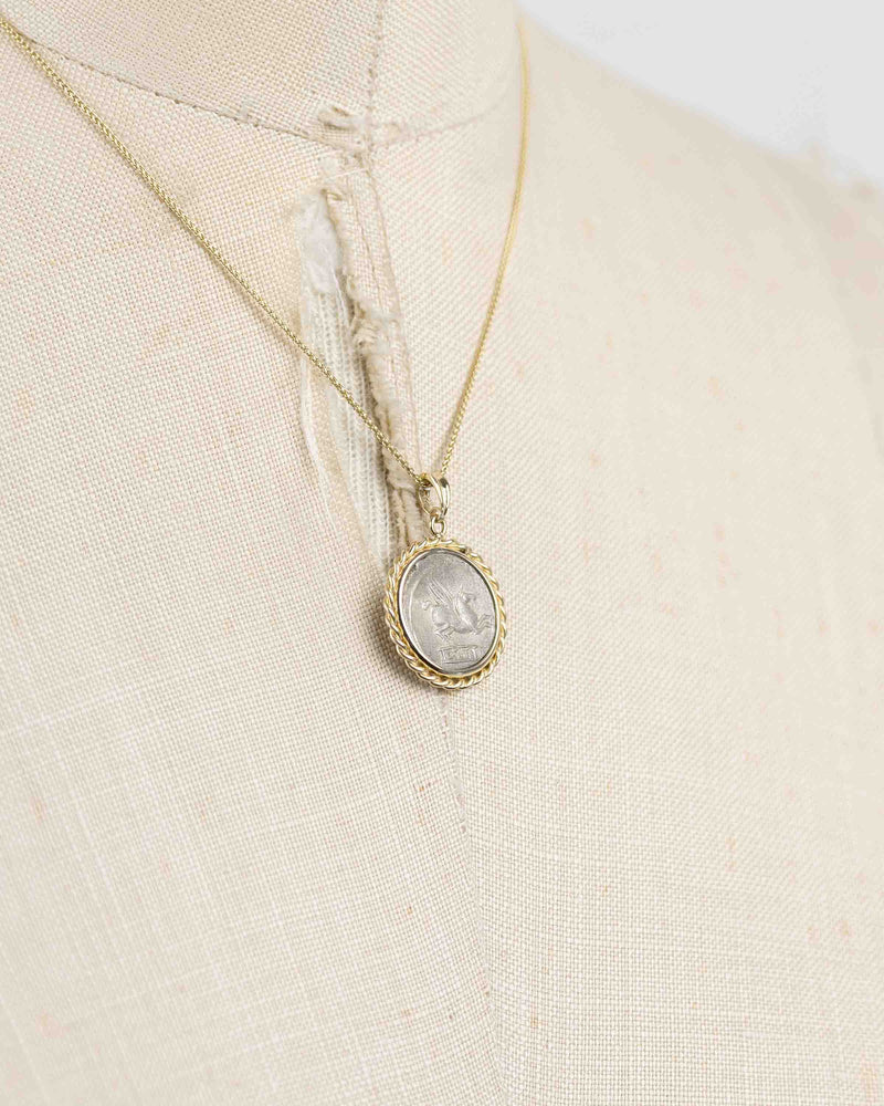 14k Gold Genuine Ancient Roman Coin Necklace (Bacchus/Pegasus; 90 B.C.)