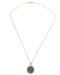 14k Gold Genuine Ancient Greek Coin Necklace (Poseidon; 275-215 B.C.)