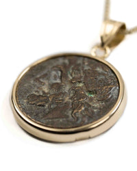 14k Gold Genuine Ancient Greek Coin Necklace (Poseidon; 275-215 B.C.)