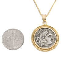 14k Gold Genuine Ancient Greek Coin Necklace (Alexander the Great; 336-323 B.C.)