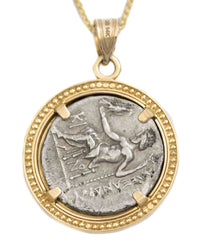 14k Gold Genuine Ancient Greek Coin Necklace (Alexander the Great; 336-323 B.C.)