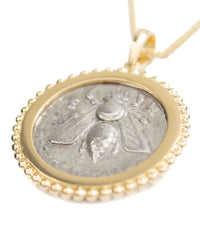 14k Gold Genuine Ancient Greek Coin Necklace (Artemis Bee; 202-150 B.C.)