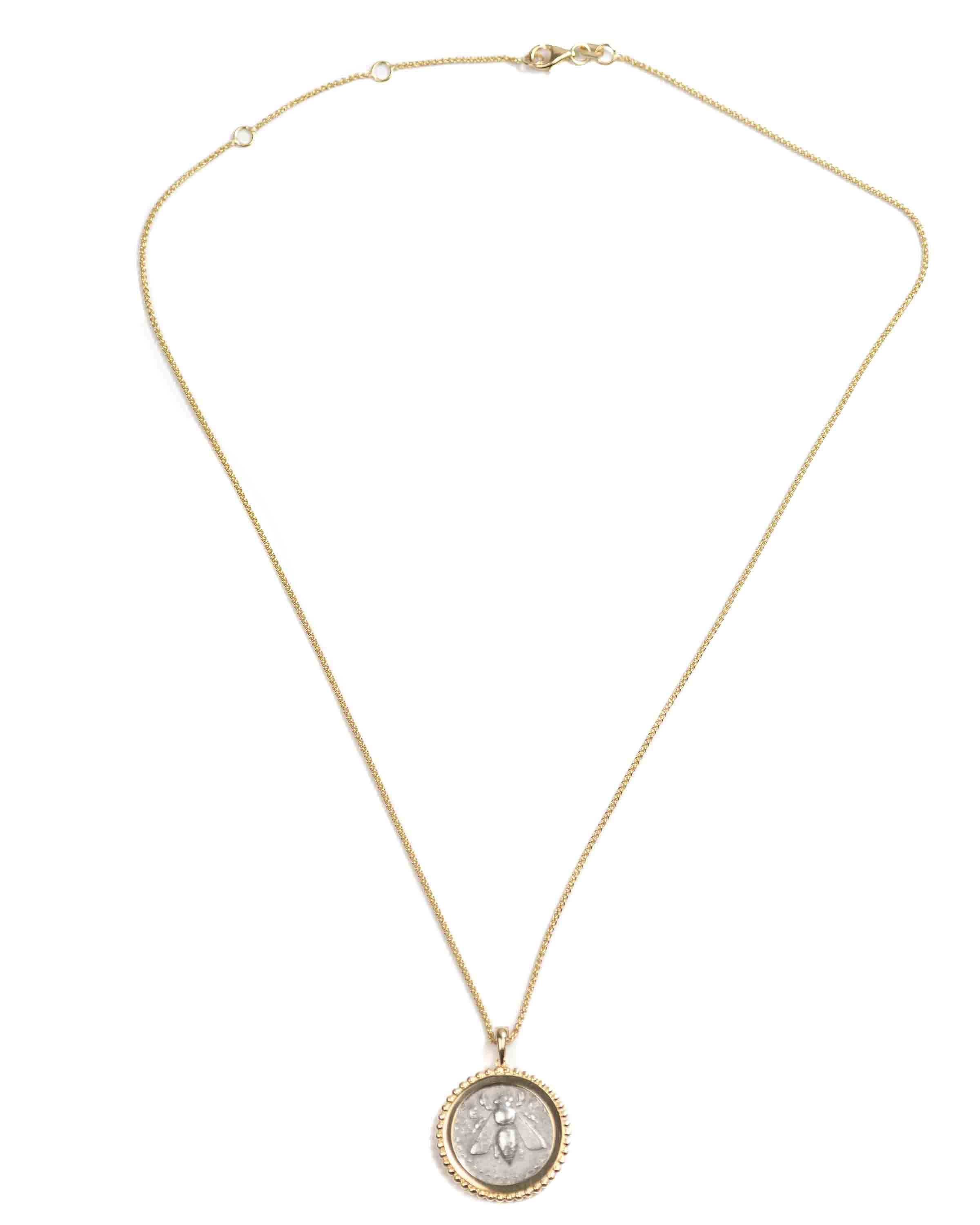 14k Gold Genuine Ancient Greek Coin Necklace (Artemis Bee; 202-150 B.C.)