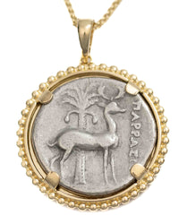 14k Gold Genuine Ancient Greek Coin Necklace (Artemis Bee; 202-150 B.C.)