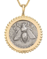 14k Gold Genuine Ancient Greek Coin Necklace (Artemis Bee; 202-150 B.C.)