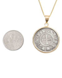 14k Gold Genuine Ancient Italian Grossi Coin Necklace (Ancona; 1201-1400 A.D.)