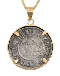 14k Gold Genuine Ancient Italian Grossi Coin Necklace (Ancona; 1201-1400 A.D.)