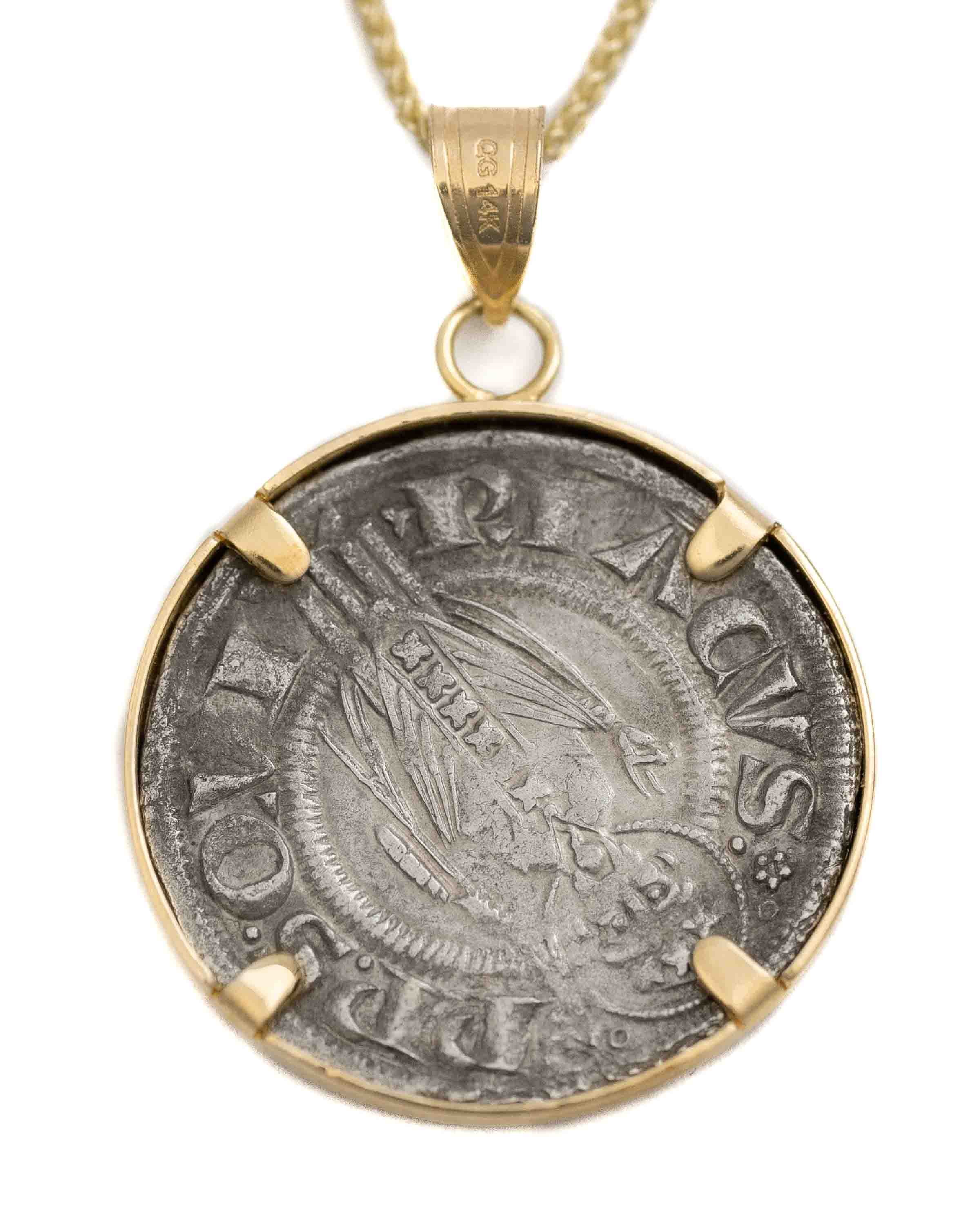14k Gold Genuine Ancient Italian Grossi Coin Necklace (Ancona; 1201-1400 A.D.)