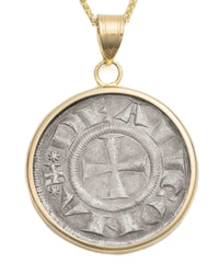 14k Gold Genuine Ancient Italian Grossi Coin Necklace (Ancona; 1201-1400 A.D.)