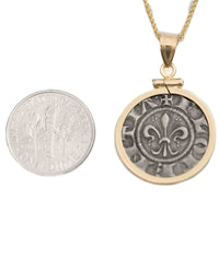 14k Gold Genuine Ancient Italian Coin Necklace (Florentine Florin; 1250-1260 A.D.)
