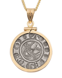 14k Gold Genuine Ancient Italian Coin Necklace (Florentine Florin; 1250-1260 A.D.)