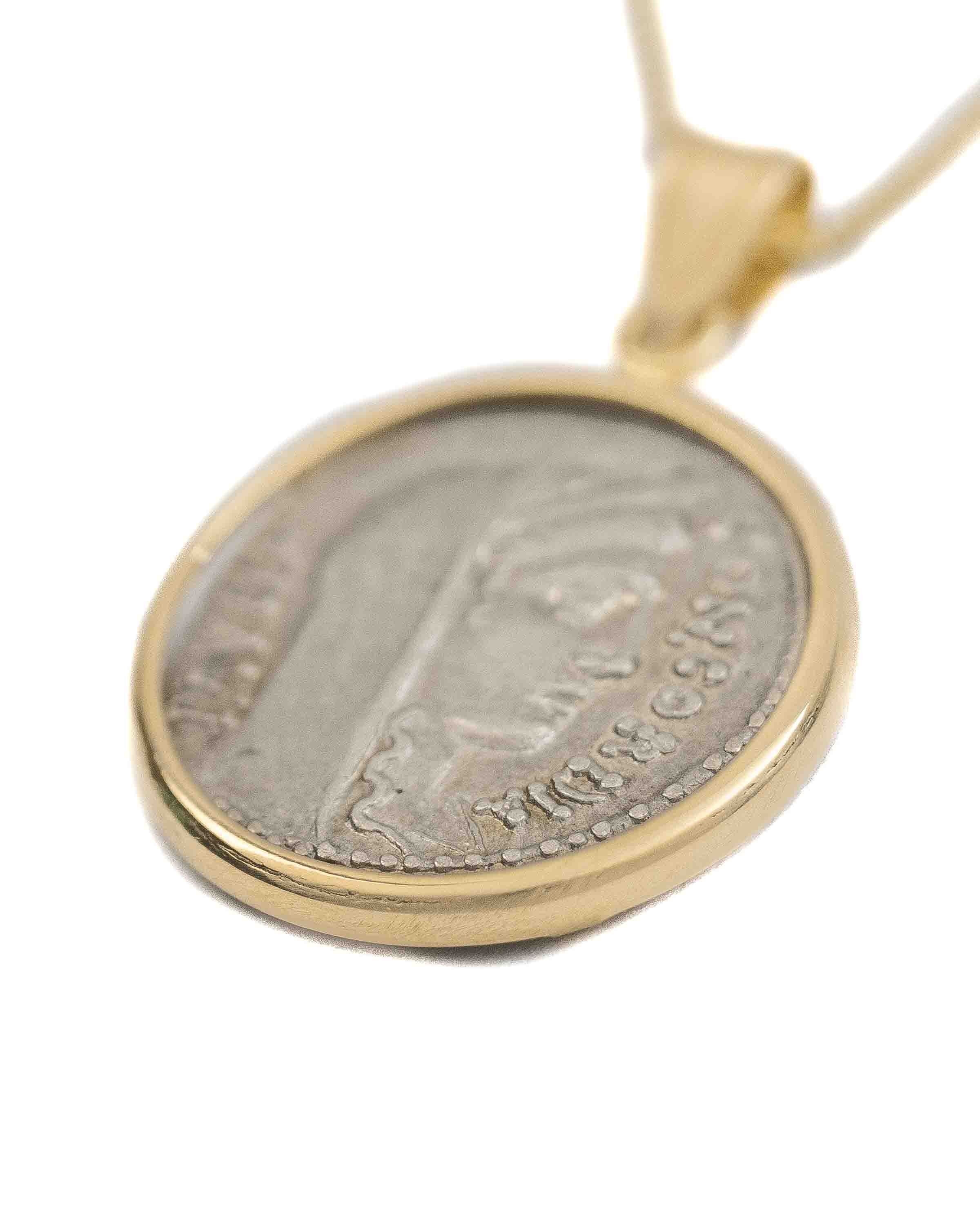 14k Gold Genuine Ancient Roman Coin Necklace (Concordia; 62 B.C.)