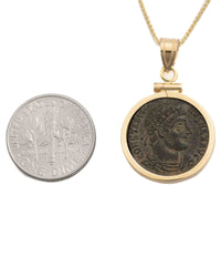 14k Gold Genuine Ancient Roman Coin Necklace (Constantine the Great; 306-337 A.D.)