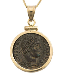 14k Gold Genuine Ancient Roman Coin Necklace (Constantine the Great; 306-337 A.D.)