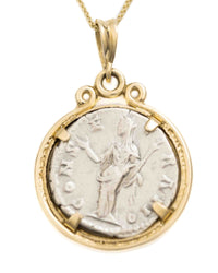 14k Gold Genuine Ancient Roman Coin Necklace (Diva Faustina; 141 A.D.)