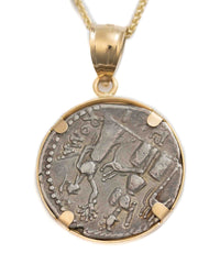 14k Gold Genuine Ancient Roman Coin Necklace (Janus; 121-119 B.C.)