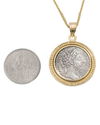 14k Gold Genuine Ancient Roman Coin Necklace (Marcus Aurelius; 161-180 A.D.)