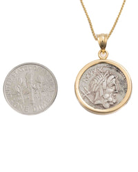 14k Gold Genuine Ancient Roman Coin Necklace (Neptune; 76 B.C.)