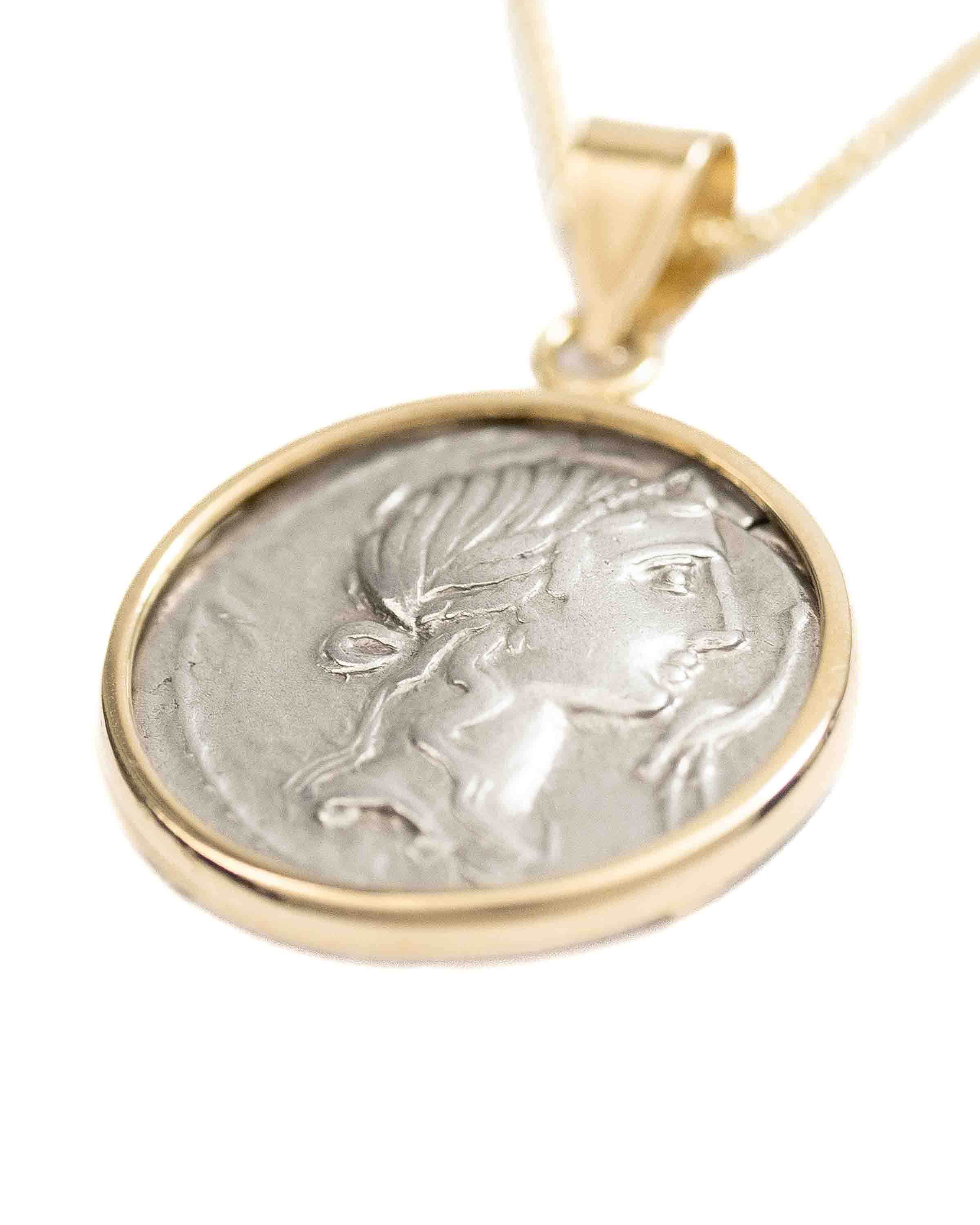 14k Gold Genuine Ancient Roman Coin Necklace (Pietas; 81 B.C.)