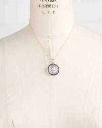14k Gold & Blue Sapphire Genuine Ancient Roman Coin Necklace (Augustus; 27 B.C.-14 A.D.)