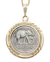 14k Gold Genuine Ancient Roman Republic Coin Necklace (Julius Caesar; 49-48 B.C.)
