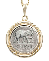 14k Gold Genuine Ancient Roman Republic Coin Necklace (Julius Caesar; 49-48 B.C.)