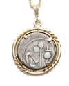 14k Gold Genuine Ancient Roman Republic Coin Necklace (Julius Caesar; 49-48 B.C.)