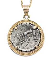 14k Gold Genuine Ancient Roman Coin Pendant Necklace (Jupiter; 83-82 B.C.)