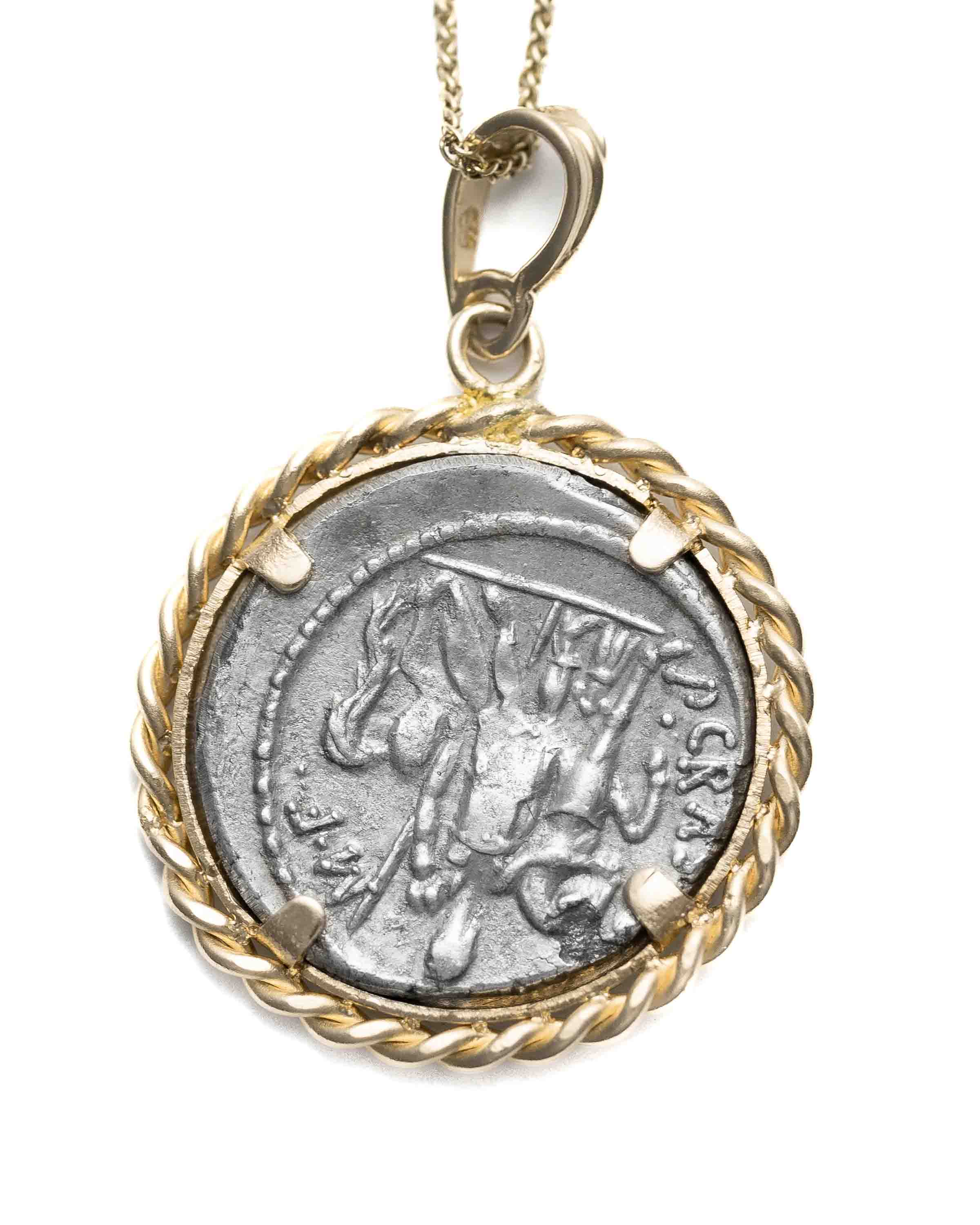 14k Genuine Ancient Roman Coin Necklace (Venus; 55 B.C.)