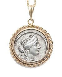 14k Genuine Ancient Roman Coin Necklace (Venus; 55 B.C.)