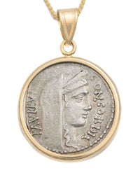 14k Gold Genuine Ancient Roman Coin Necklace (Concordia; 62 B.C.)