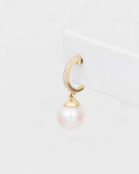 Freshwater Pearl & Diamond 10k Gold Hoop Earrings